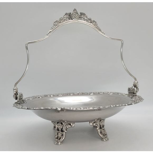 Antique Aurora Silver Plate Repousse 4-Foot Brides Basket Centerpiece 1869-1919 - Picture 3 of 10